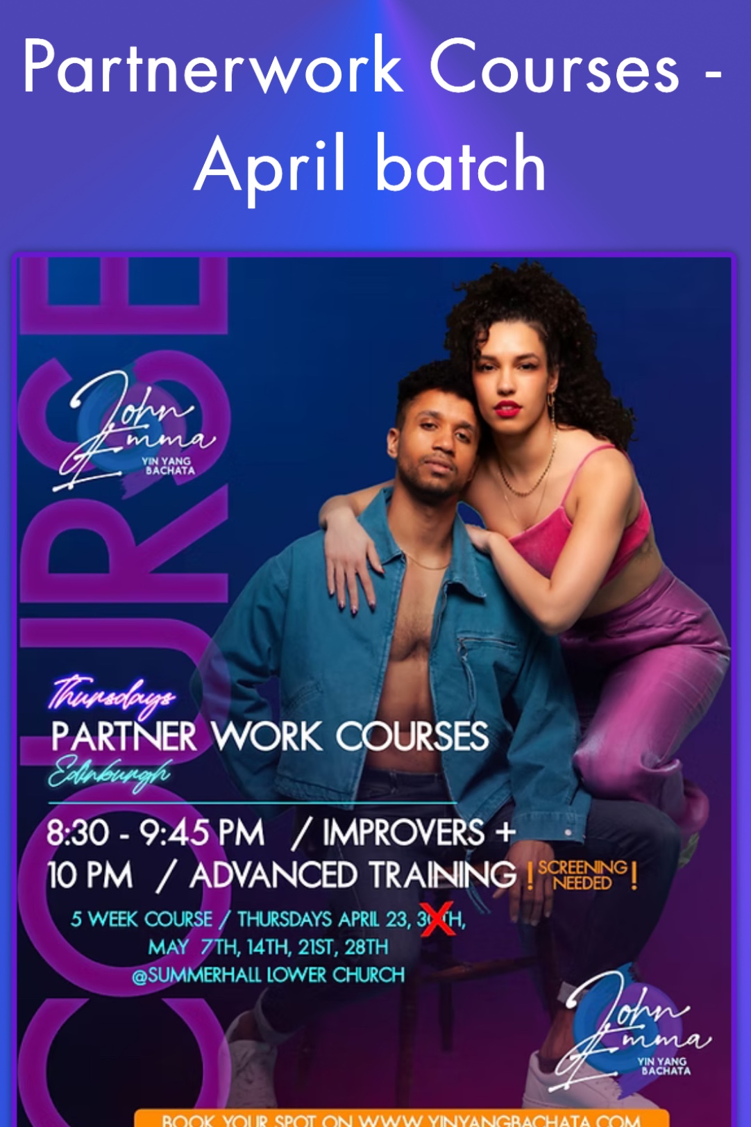 Partnerwork Course (Adv Screening Needed)