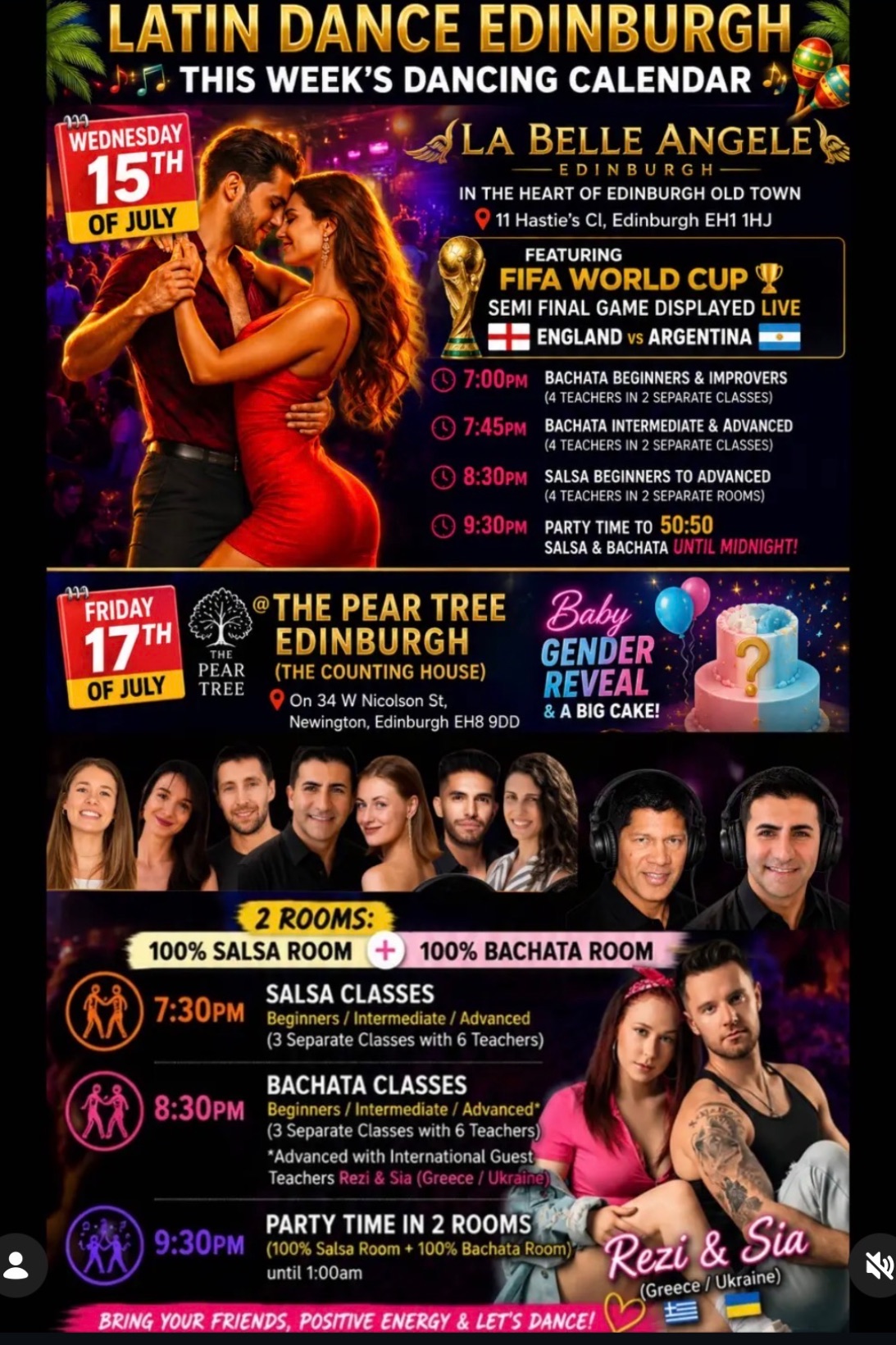 Wednesday Classes & Party (ft World Cup Semi-Final)
